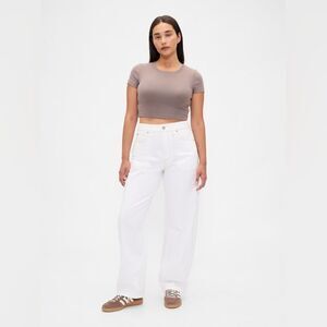 Gap Curvy High Rise Barrel Jeans White Wash